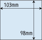 ポケットティッシュスクエアサイズ雛形：サイズ横103mm・縦98㎜